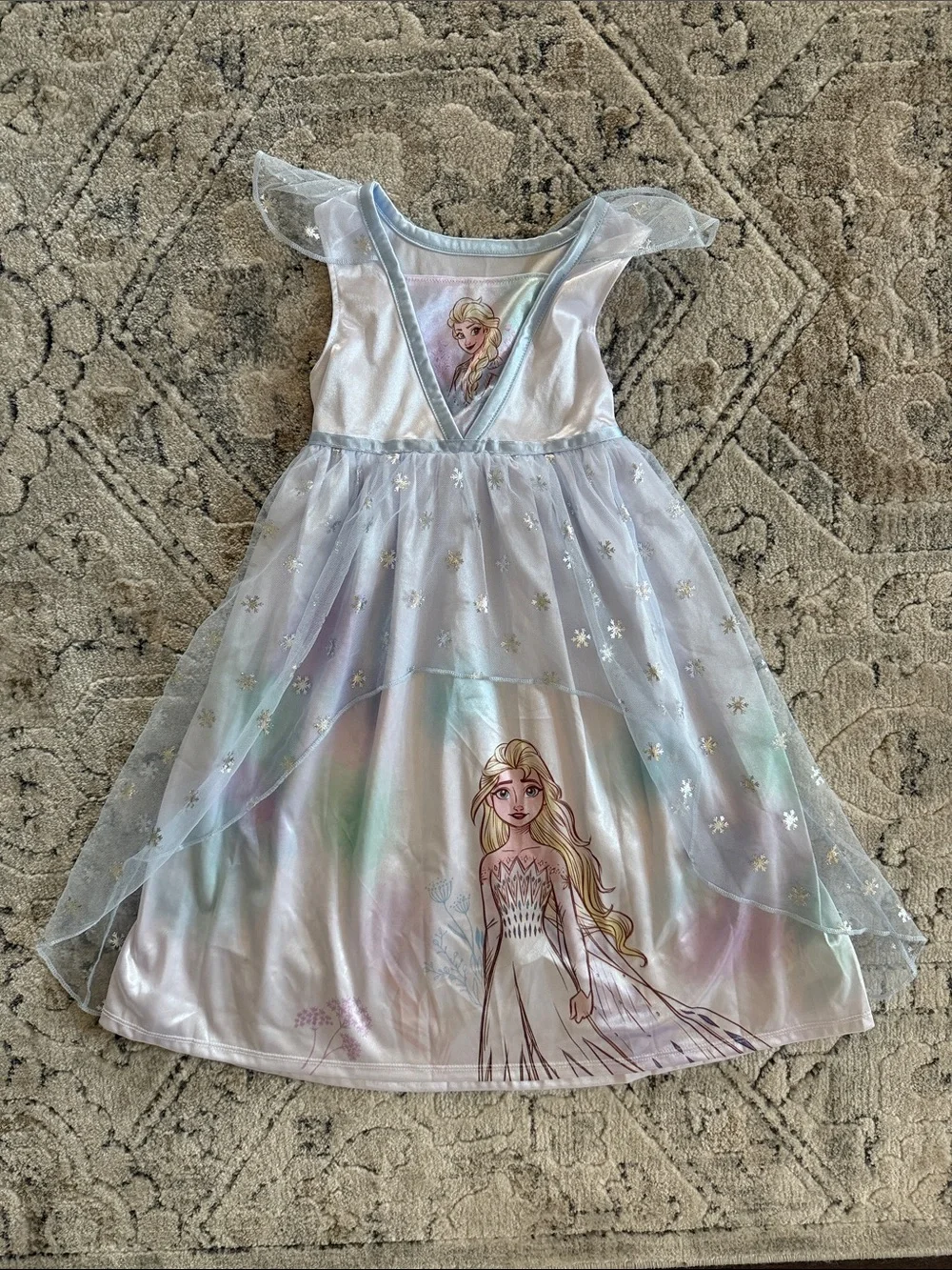Disney Elsa Pastel Blue Iridescent Princess Nightgown 4T - Picture 1 of 1